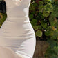 White suspenders waist hip-hugging slim skirt homecoming dress R3265