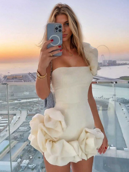 Silky Satin Pleated Women's Homecoming Dress White Corset Short Prom Dress Party Dress RS2792