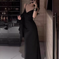 French high-end satin suit jacket 2025 sister style backless suspender skirt suit R1374