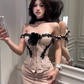 Large size French atmosphere lace lace tube top pure desire skirt hot girl suit R1865