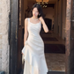 Stunning Silky Ruffled Prom Gown White Women's Maxi Evening Dress Party Dress RS2832