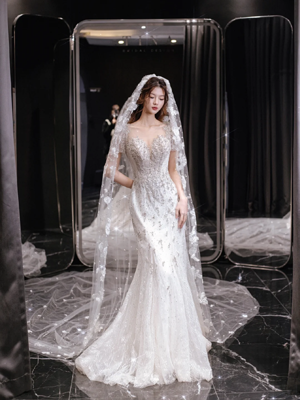 White diamond waist slim sexy skirt bridal dress R6020