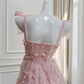 Sweet Pink Sequin Homecoming Dress A-Line Spaghetti Straps Applique Corset Mini Birthday Dress RS686