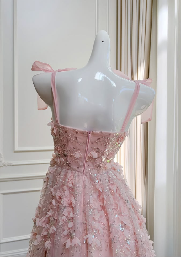 Sweet Pink Sequin Homecoming Dress A-Line Spaghetti Straps Applique Corset Mini Birthday Dress RS686