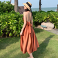 Wearing a celebrity suspender backless dress, slim fairy dress, holiday beach dress R1574