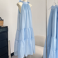 Blue sleeveless dress loose and slim 2025 new temperament gentle skirt R2083