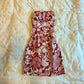Retro floral suspender waist slimming short skirt homecoming dress R2741