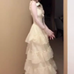 Gentle and sweet style V-neck suspender dress temperament waist beautiful skirt R0710