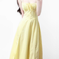 2025 Summer New Yellow Slit Sexy Waist Drawstring Holiday Suspender Dress R0938