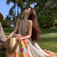 Beautiful little skirt for vacation, high-end floral suspender dress, fairy temperament long skirt 2025 R0480