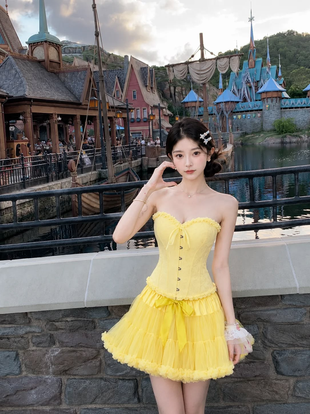 Vibrant Tulle Women's Homecoming Dress Yellow Waist Fitted Short Prom Gown Birthday Dress RS3293