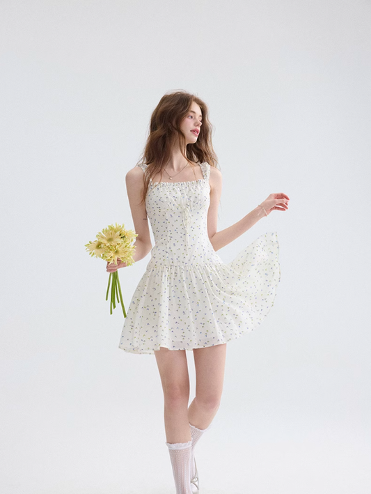 French floral suspender skirt pastoral style dress short skirt holiday style skirt R2800