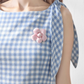 Blue and White Checkerboard Pleated Fitted Dress R5247