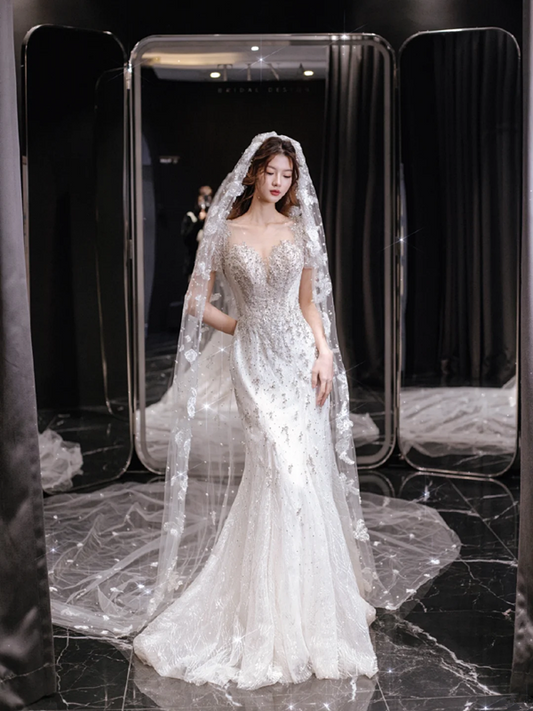 White diamond waist slim sexy skirt bridal dress R6020