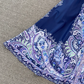 Retro palace style goddess style single-breasted lapel print dress elegant A-line long skirt R0361