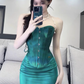 French retro herringbone tube top 2025 plus size satin hip skirt suit R1422