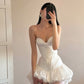 White simple A-line skirt with puffy hem homecoming dress R2431