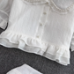First love girl doll collar ruffled short shirt two-piece suit high waist hip skirt small size R0394