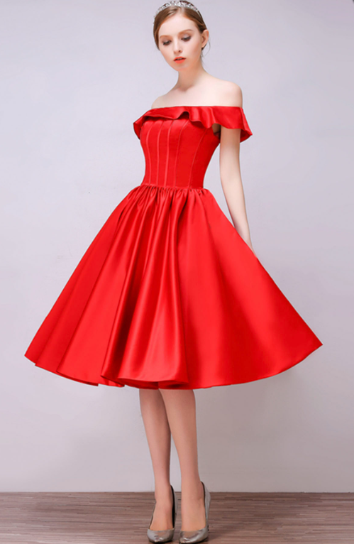 Vibrant Red Homecoming Dress , Silky Satin Corset Short Prom Dress RS1699