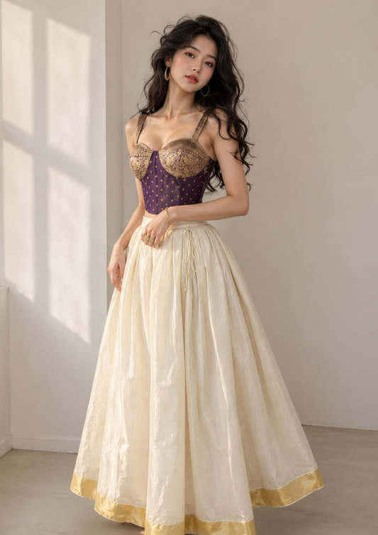 Elegant Splicing Style Prom Dress A-Line Spaghetti Straps Corset Maxi Celebrity Dress RS708