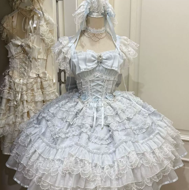 Classy Pale Blue  Multi-layered Hem Homecoming Dress A-Line Square Bow-knot Mini Quinceanera Dress RS691