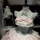 Sweet Color Blocking Homecoming Dress A-Line Square Lace Hem Corset Mini Quinceanera Dress RS694