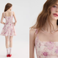 Floral suspender skirt with pink mini skirt R2662
