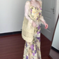 Suspender floral dress beautiful small skirt gentle temperament waist fishtail skirt R0664