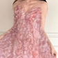 Elegant Pink Floral Prom Dress A-Line Sheer Straps Maxi Celebrity Dress RS709