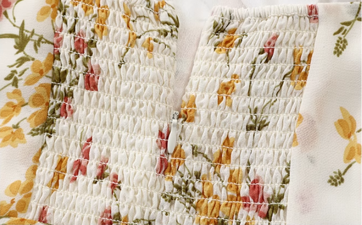 French long beige 2025 new style dress with side slits and floral suspenders R2641