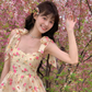 Apricot suspender maxi dress pink floral cute vitality cake maxi dress homecoming dress R4042