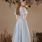 Minimalist Blue Homecoming Dress , Tulle Beaded Corset Short Prom Dress RS1700