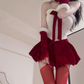 Christmas battle robe sexy tube top dress hot girl pure desire velvet red bud skirt R1319