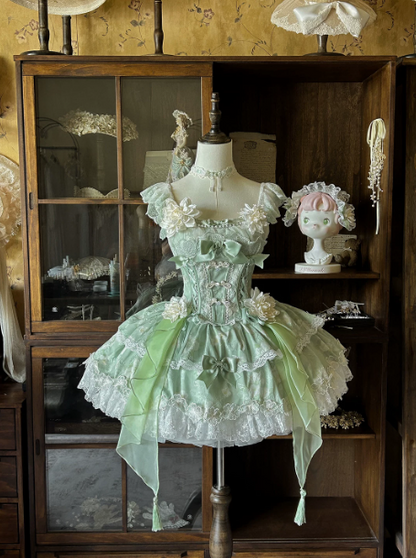 Charming Green Homecoming Dress A-Line Portrait Lace Hem Mini Birthday Dress RS712
