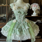 Charming Green Homecoming Dress A-Line Portrait Lace Hem Mini Birthday Dress RS712