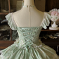 Charming Green Homecoming Dress A-Line Portrait Lace Hem Mini Birthday Dress RS712