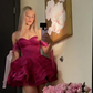 Pink Strapless Fitted Waist Puffy Skirt Homecoming Dress R5440