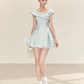 Elegant Pale Blue Homecoming Dress A-Line Portrait Corset Mini Birthday Dress RS714