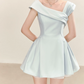 Elegant Pale Blue Homecoming Dress A-Line Portrait Corset Mini Birthday Dress RS714