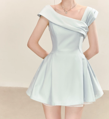 Elegant Pale Blue Homecoming Dress A-Line Portrait Corset Mini Birthday Dress RS714