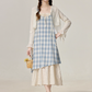 Summer temperament blue plaid suspender dress beautiful holiday dress R1891
