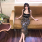 Sexy hot girl lace suspender dress 2025 leopard print waist hip fishtail skirt R1203