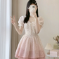 Sweet Blush Pink Puff Sleeves Homecoming Dress A-Line Square Corset Mini Birthday Dress RS719