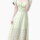 2025 Summer New French Square Neck Puff Sleeve Small Fresh Floral Long Dress R0958
