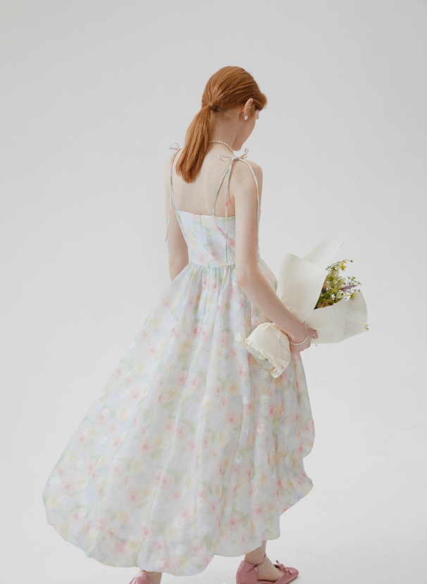 French tea break flower dress holiday floral dress suspender bud dress female summer new style R3488