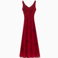 French retro V-neck red vest dress summer waist slimming skirt R1923