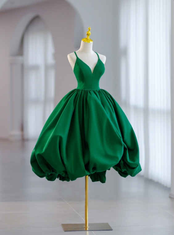 Vibrant Green Homecoming Dress , Silky Satin Corset Tulip Short Prom Dress RS1701