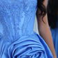 Silky Satin Embroidered Women's Homecoming Dress Blue Corset Short Prom Dress Party Dress RS2500