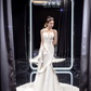 White satin tube top waist slim fishtail sexy long dress bridal gown R6023