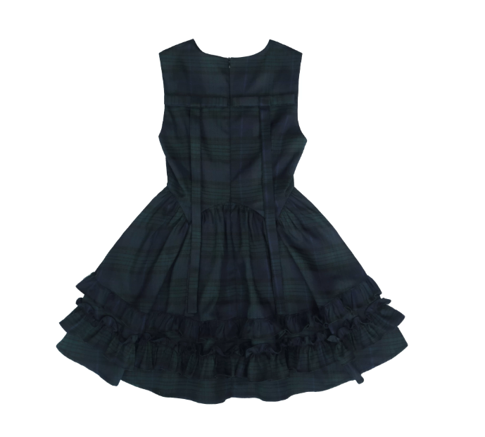 Cute Navy Ruffled Homecoming Dress A-Line High Collar Plaid Corset Mini Prom Dress RS720
